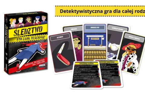 Gry detektywistyczne planszowe "Śledztwo: Kto zabił teściową?" to wciągająca zabawa dla całej rodziny. Rozwikłaj zagadkę morderstwa!